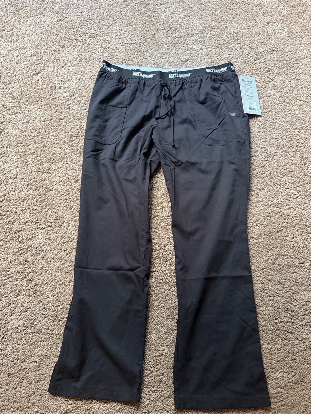 New tags, Grey’s Anatomy, black, active scrub pants size xl